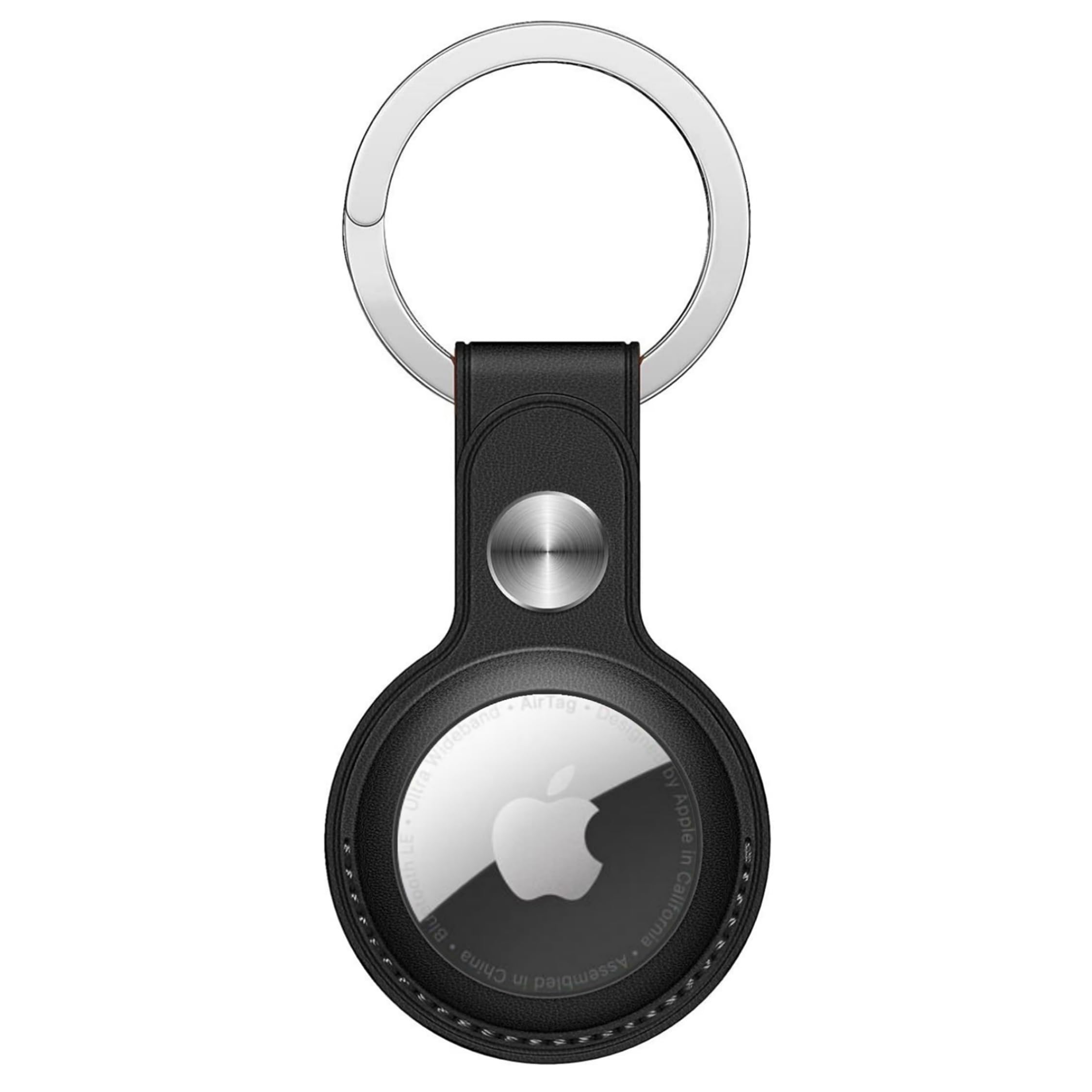 PU Leather AirTag Holder Compatible with Apple AirTag keychain Leather. Anti Lost Secure Key Ring Case for Keys Pet Tracking Elderly Kids Travel Bag. Anti Fall Protective Air Tag Keyring Cover, Black