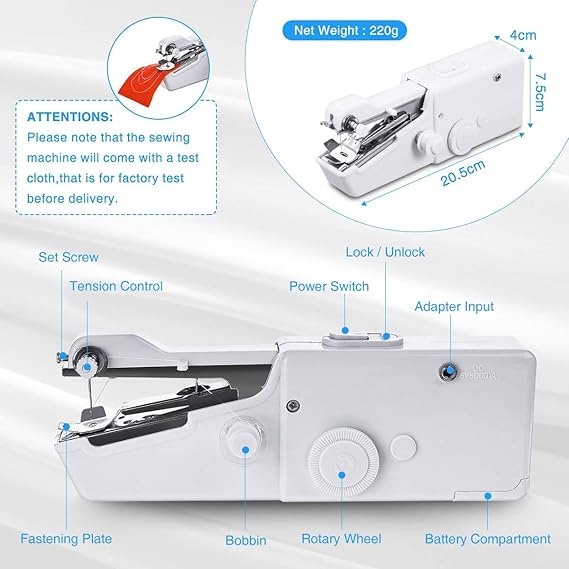 UGAM FASHION Sewing Machine Electric Handheld Sewing Machine Mini Handy Stitch Portable Needlework Cordless Handmade DIY Tool Cloths