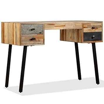 Vidaxl Solid Reclaimed Teak Writing Desk 110x50x76cm 4 Drawers