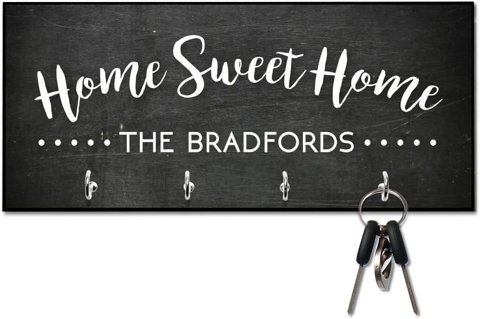 Personalized Chalkboard Look Home Sweet Home Key Hanger