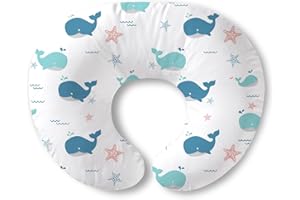 Plushii Nursing Pillow for Breastfeeding, Breathable Breast Feeding Pillow and Positioner with Removable Cover for More Support, Tummy Time and Bottle Feeding Support Pillow, Whale
