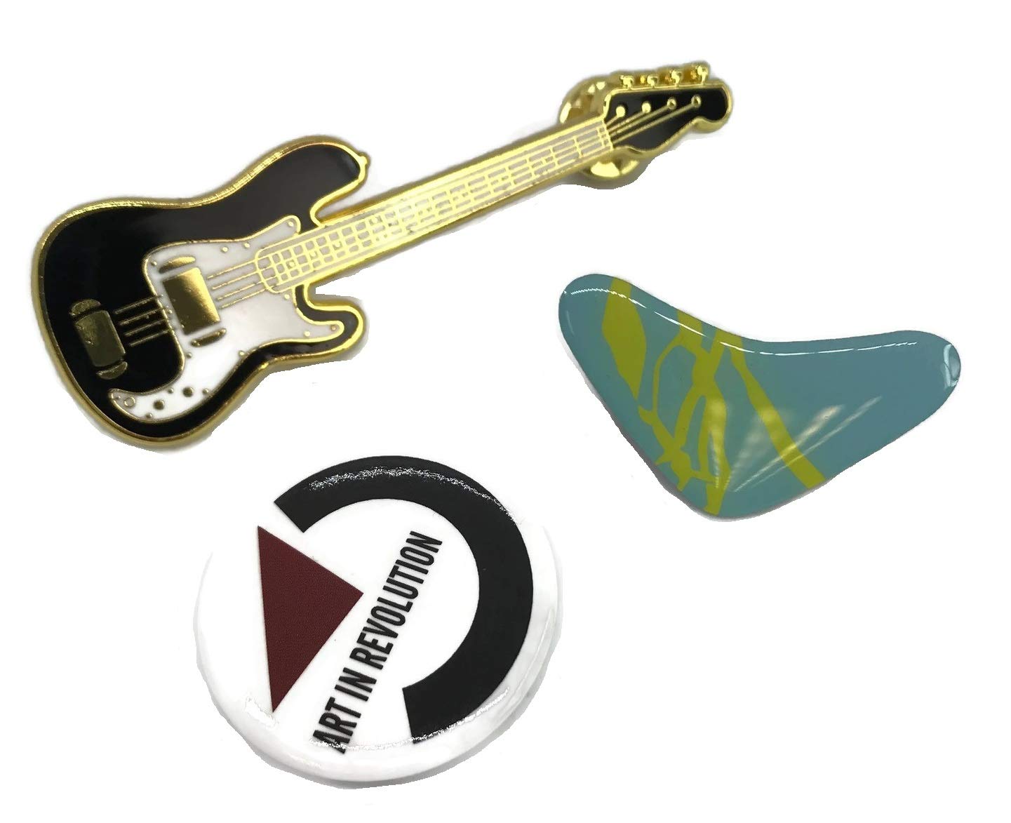 thecostumebase BTTF Jacket PIN Set of 3 Guitar Boomerang Art Revolution Replica McFly