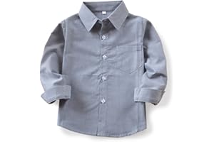 OCHENTA Little Big Boys' & Men's Long Sleeve Button Down Oxford Casual Dress Shirt