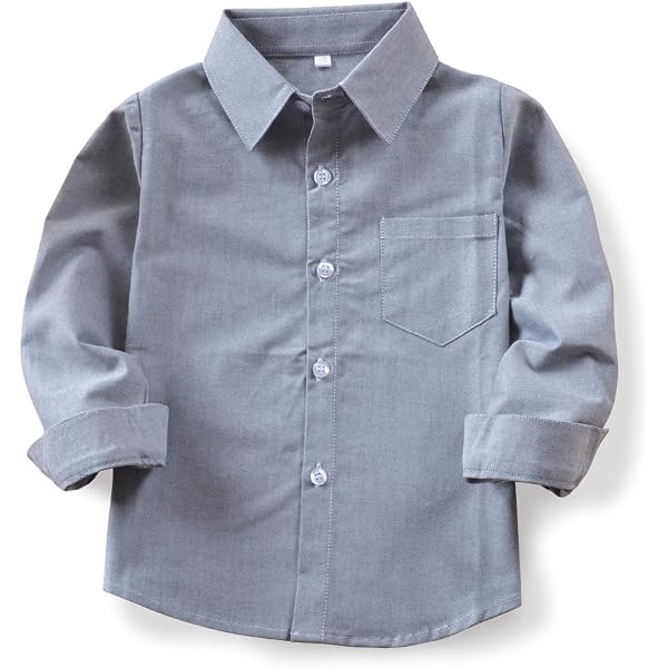 Haloumoning Boys' Linen Button-Down Shirt – Long Sleeve Dress Shirt With Chest Pocket, Ages 5-14