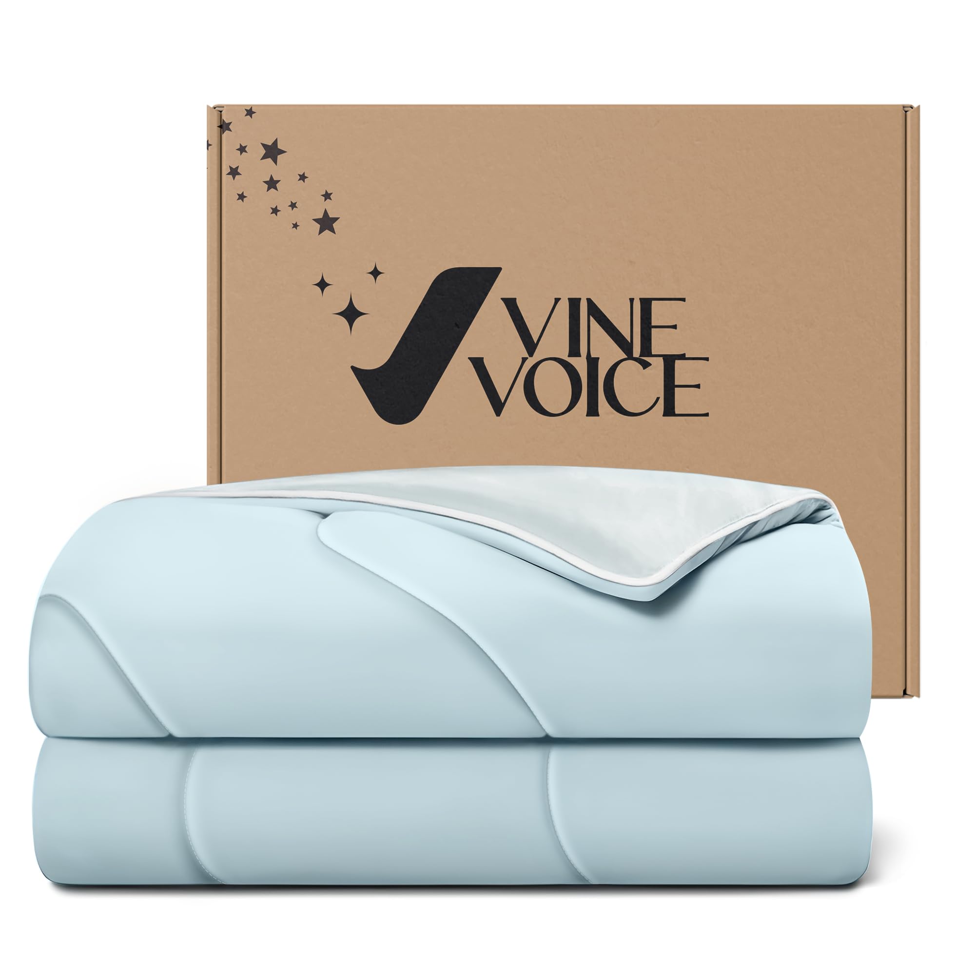 Photo 1 of Vine Voice Cooling Blanket Comforter Hot Sleepers King/Cali King Soft Cooling Blanket, Double-Sided Cool Bedding for Night Sweats, All-Season Lightweight Comforter(106 * 90inch, Light Blue)