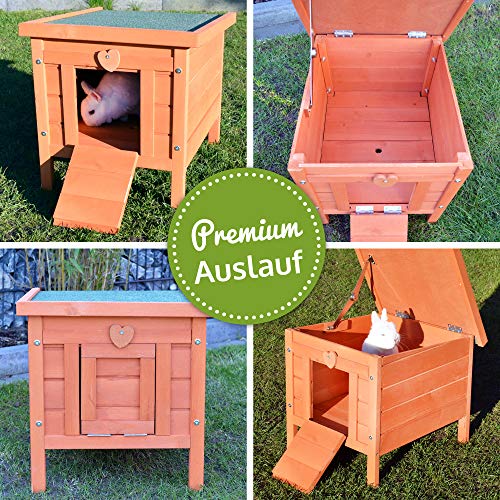 zooprinz groÃes Kleintierhaus mit klappbarem Dach â perfekt für drauÃen und drinnen â Besonders einfach umgestellt â Nagerhaus aus Vollholz mit natürlicher Farbe gestrichen - Hasenhaus Kaninchen Haus – Bild 4