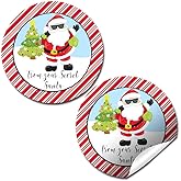 Secret Santa Christmas 40 Thank You Stickers 2" Circle Labels for Small Business, Packaging, Gifts, Goodie Bags, Party Favors, Envelope Seals, Cute Holiday Design, Made in USA by Amanda Creation