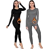 Patelai 2 Set Thermal Underwear Warm Fleece Lined Thermal Leggings and Womens Thermal Tops Base Layer for Winter Cold Weather