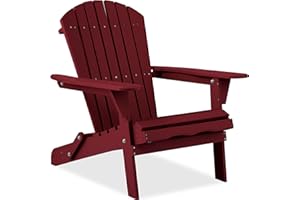 Best Choice Products Folding Adirondack Chair Outdoor Wooden Accent Furniture Fire Pit Lounge Chairs for Yard, Garden, Patio w/ 350lb Weight Capacity - Deep Red