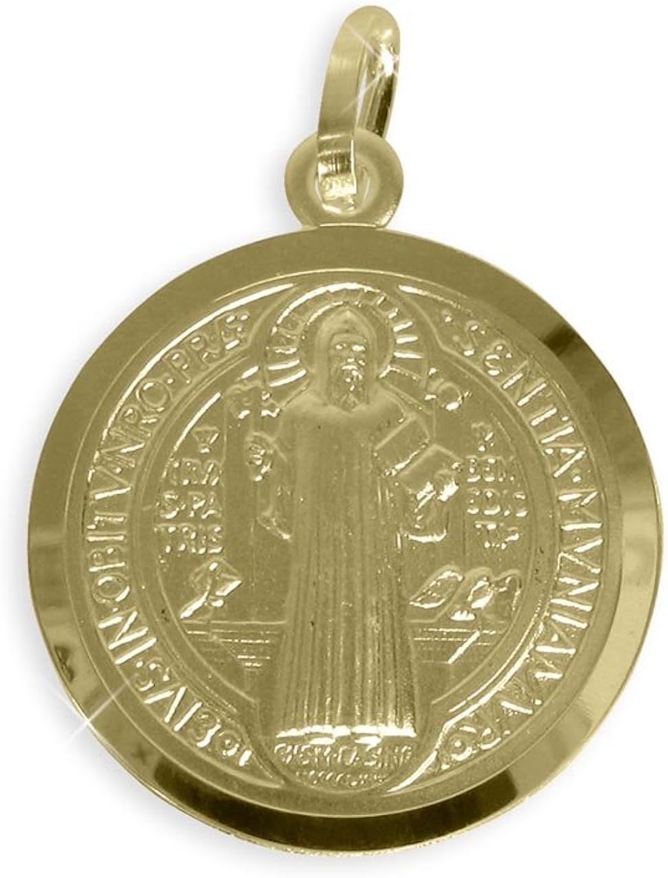 Flongo Saint Benedict Medaille Halskette – Edelstahl, Gold/schwarz, 56 Cm, Mit Exorzismus-Anhänger