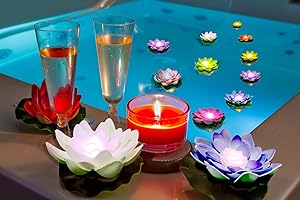 Assaoy Floating Pool Lights,LED Pond Light Fun Pool Accessories Lotus Flower Pool Lights That Float,Artificial Lily Flower Lamp Garden Wedding Swimming Pool Decora Ourdoor Mother's Day Party 8pcs