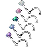Lsnevsie 18G 20G 22G Astm F136 Titanium Nose Rings Studs Piercing Jewelry for Women Men Opal Nose Rings Nostril Piercing Jewelry Top Opal 1.5mm 2mm 2.5mm 3mm 5PCS