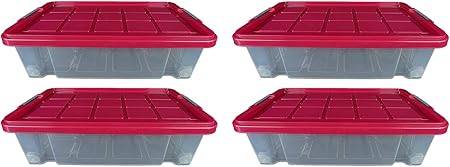 Novaliv Eurobox con tapa ruedas 45 l 61 x 40 x 27 rojo transparente Caja grande