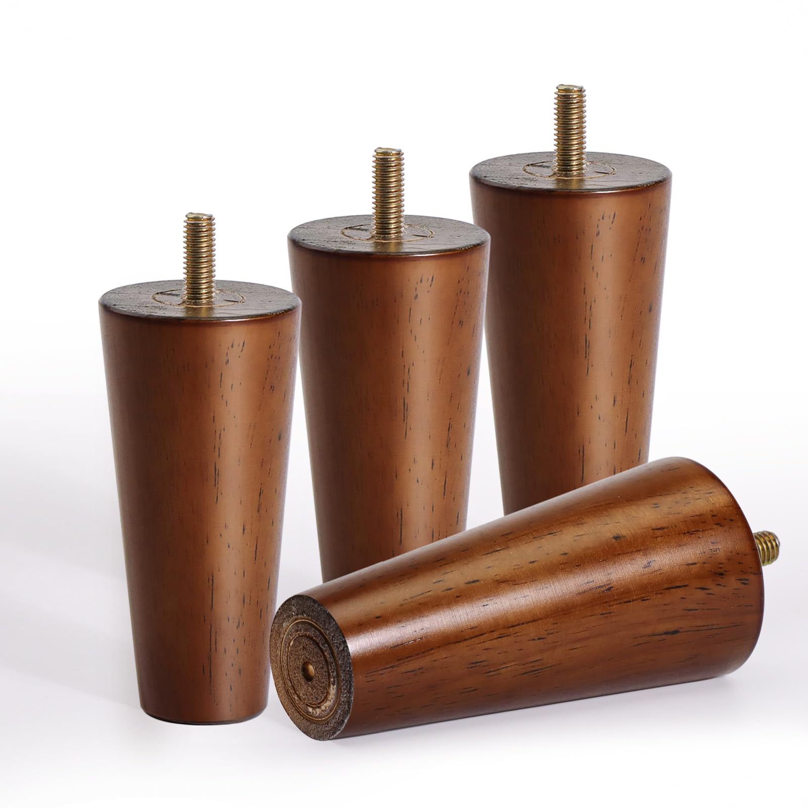 Photo 1 of Solid Wood Furniture Legs 4-Inch, Brown Retro Texture Sofa Replacement Wooden Legs for Furniture Set of 4 for Sofa Feet Cabinet Legs Dresser Legs Couch Legs Couch Feets Chair Legs (4-Pack, 4-Inch)
