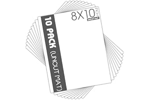 Mat Board Center, Pack of 10 8x10 White Uncut Mat Boards, Acid-Free Backing Matte Boards for Frames, Prints, Photos, Pictures