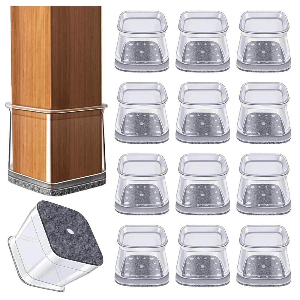 GICUNK 32Pcs Chair Leg Floor Protectors, Square Floor Protectors For Furniture Legs, Furniture Sliders, Silicone Chair Leg Caps For Protecting Hardwood Floors(Extra Large Fit:40-55mm)
