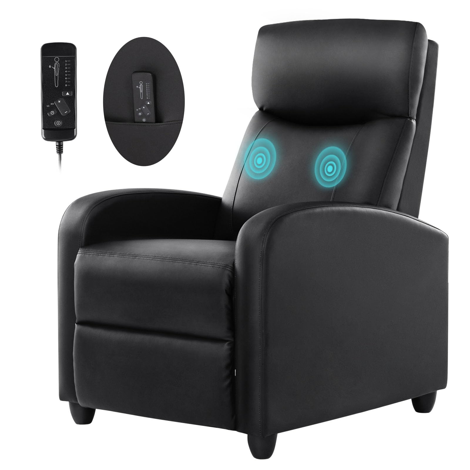 Photo 1 of ** USED / DAMAGE MINOR** Recliner Chair for Living Room, Leather Recliners, Home Theater Seating with Lumbar Support with Adjustable Backrest and Footrest, Modern Living Room Furniture with Padded Seat Backrest, Black