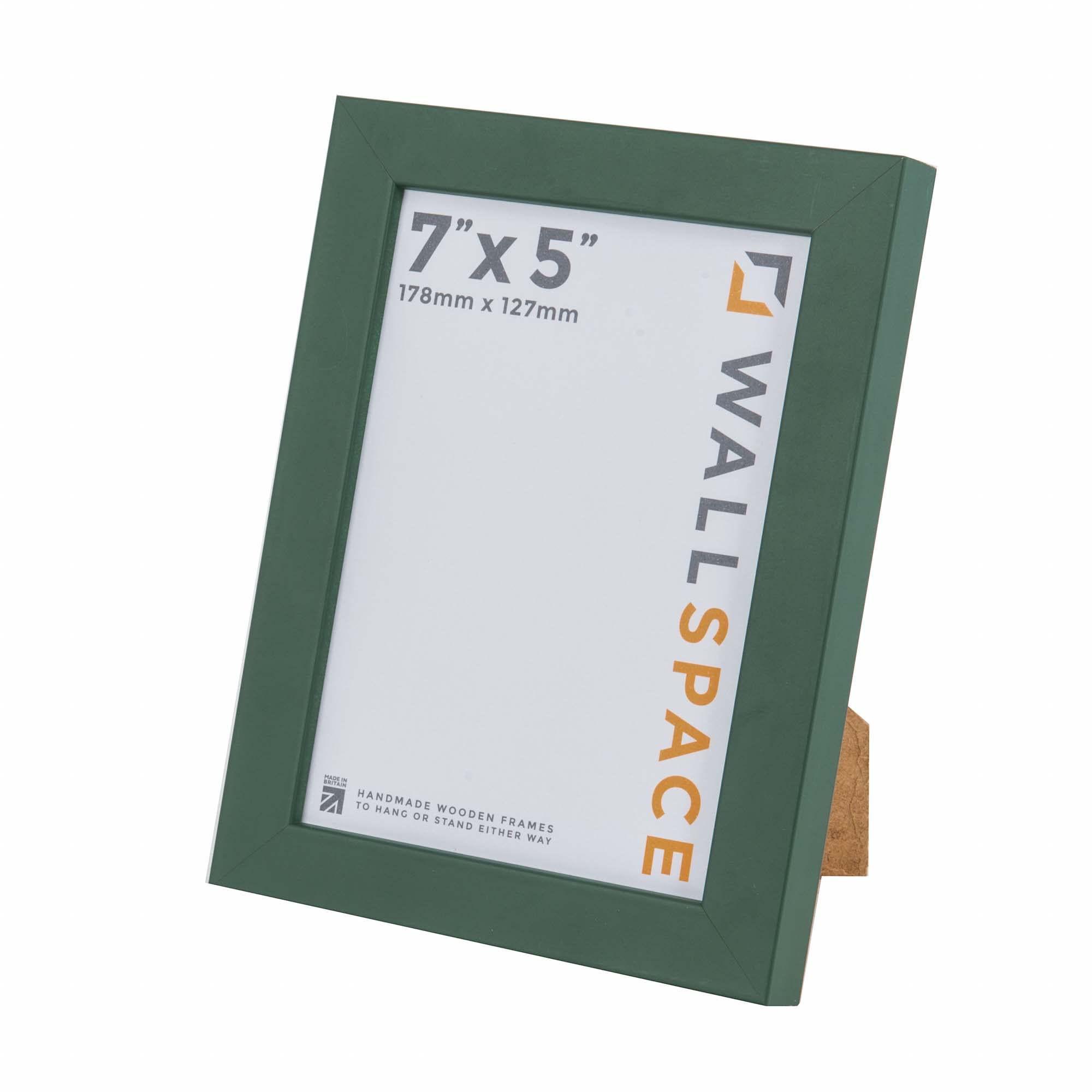 Wall Space 7x5 Green Picture Frame | Green 5x7 Photo Frame | 7 x 5 inch | 178x127mm | 17.8x12.7cm | Solid Wood Wooden with Real Glass | Handmade in UK — image 1