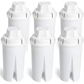 Amazon Basics Enhanced Water Filter, Brita Filter Replacement, 6-Pack | Brita water pitcher filters improve tap water taste; contaminant reduction, WQA &amp; NSF certified, BPA-Free
