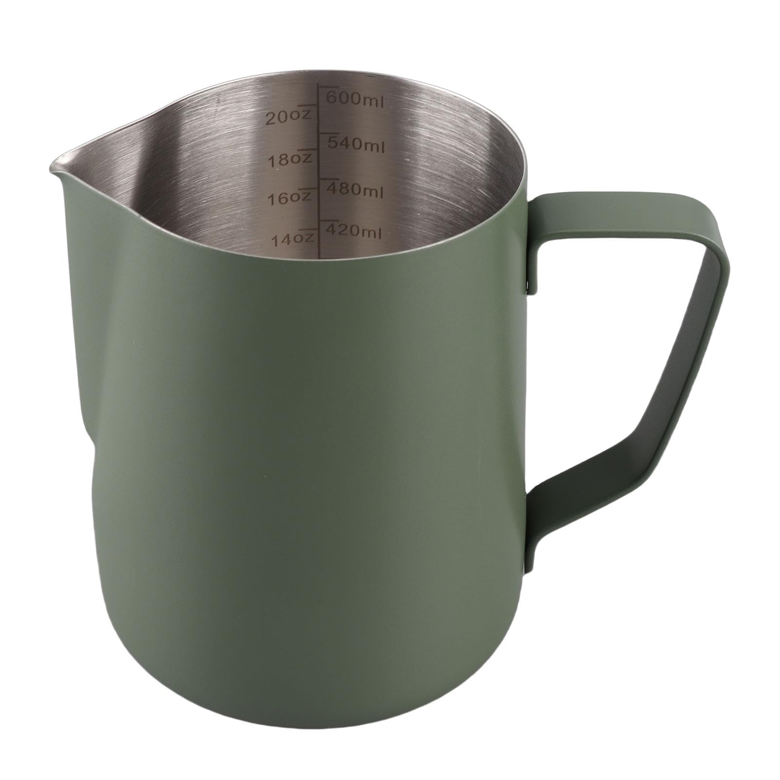 Milk Frothing Jug, 304 Stainless Steel Steaming Pitcher Latte Art Frothing Cup with Inner Scale for Making Coffee Cappuccino (Dark Green)