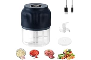 Electric Garlic Chopper - 300ml Mini Portable Veggie Cutter with 2/3/4 Sharp Stainless Steel Blades for Meat, Chili, Egg Whit