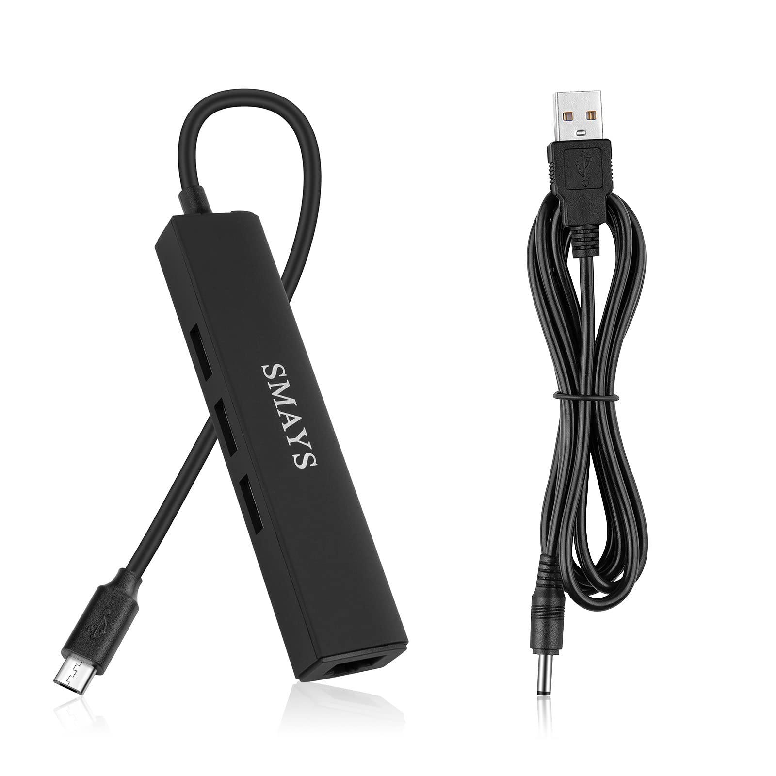 Photo 1 of OTG USB Ethernet Adapter Compatible with Roku Express 4K+ 2021 and Fire TV Stick Streaming Media Player - Micro USB to 3-Port USB Hub with LAN & Power Cable