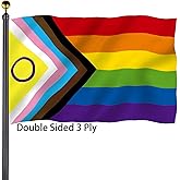Intersex Progress Pride Flags 3x5 Outdoor -Double Sided 3 Ply Heavy Duty Inclusive Lesbian Gay Bisexual Transgender Rainbow Flags Banner for Outside with 2 Brass Grommets UV protection Fade Resistant for Indoor Outdoor
