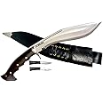 Gurkha Iraqi Kukri Knife Overall 17 IN Blocker & Griper On Handle Authentic Hand-Hammered 11 IN Fixed Blade Carbon Steel Kukri Knives with Sheath & 2 Small Knives - Handmade In Nepal