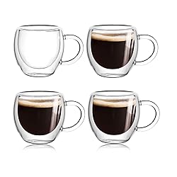 Wells Espresso Cups Set of 4 with Handle, 2.5oz