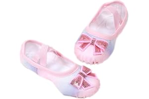 ANPROITY Ballet Shoes Glitter Split-Sole for Girls Toddler Dance Slippers with Elastic Laces for (Toddler/Little Kid/Big Kid)