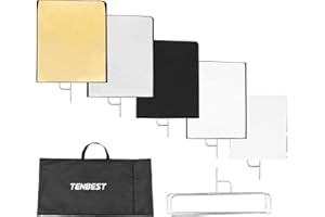 TENBEST Photography Light Reflector Flag Kit, 35x47inches/90x120cm, 4-in-1 Gold/Silver/Black/White Diffuser and Translucent D