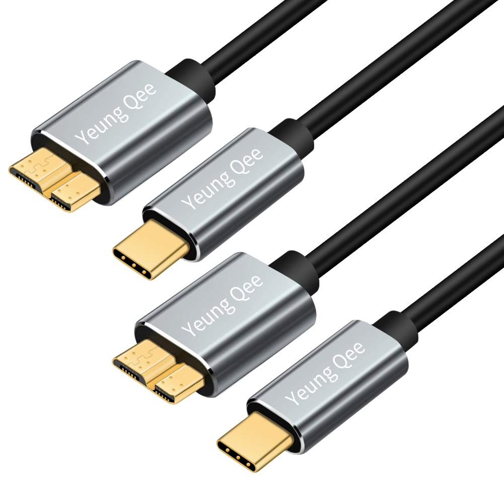 Yeung Qee USB C to Micro B Cable 50cm, Type C to Micro B Hard Drive Cable Compatible with Toshiba,Seagate,WD External Hard Drive,Galaxy S8/S9/S10, etc (0.5m,2 pack)