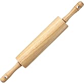 KARRYOUNG Natural Rubberwood Rolling Pin with Handles &ndash; Smooth Dough Roller for Pizza, Pie Crust, Cookies, Fondant &amp; Tortillas &ndash; Durable Kitchen Baking Essential, Rodillo Para Masa