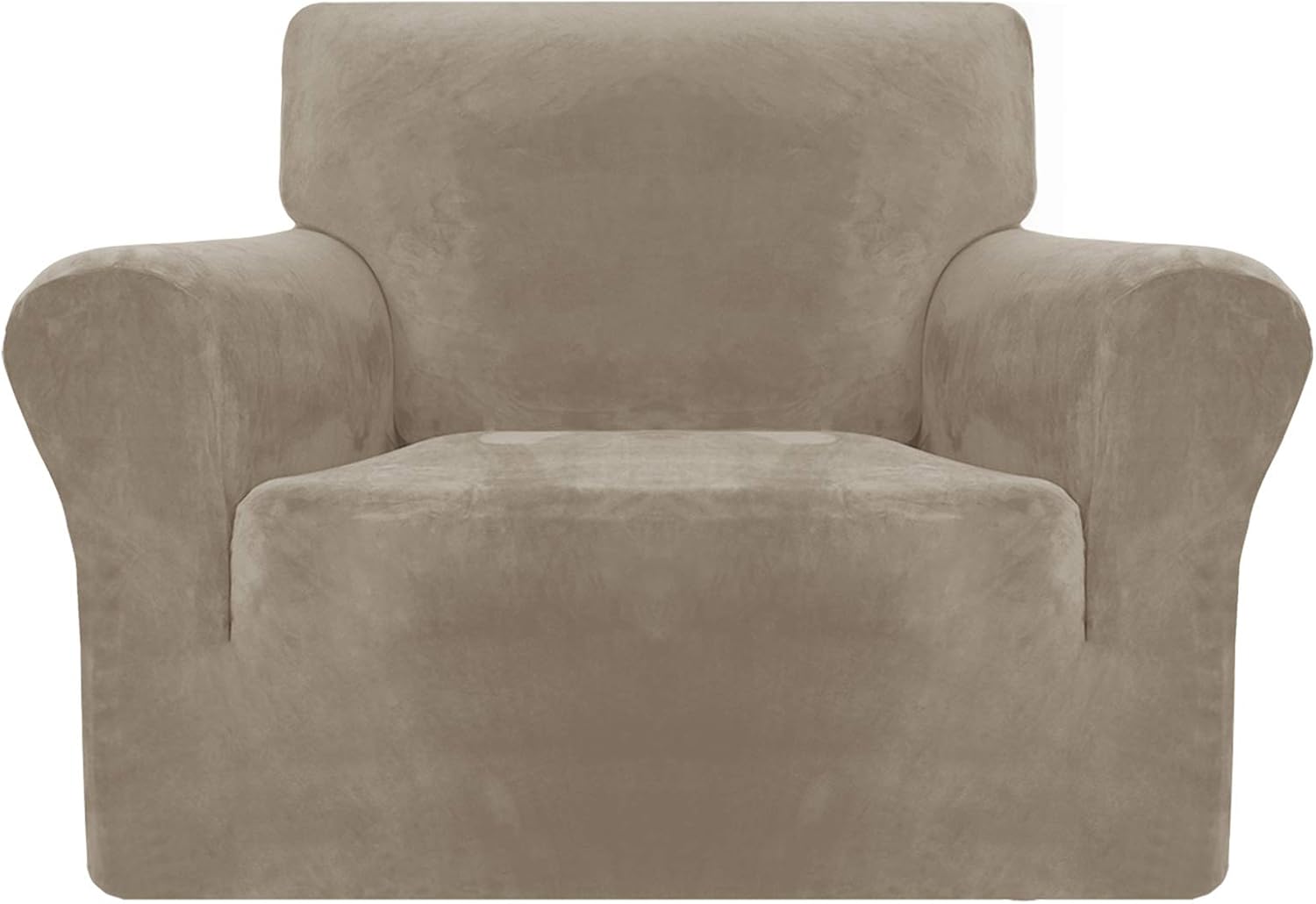 MAXIJIN Thick Velvet Chair Covers for Armchairs Super Stretch Non Slip Sofa Cover 1 Seater Dogs Cat Pet Living Room 1-Piece Elastic Couch Protector Chair Slipcover with Arms (1 Seater