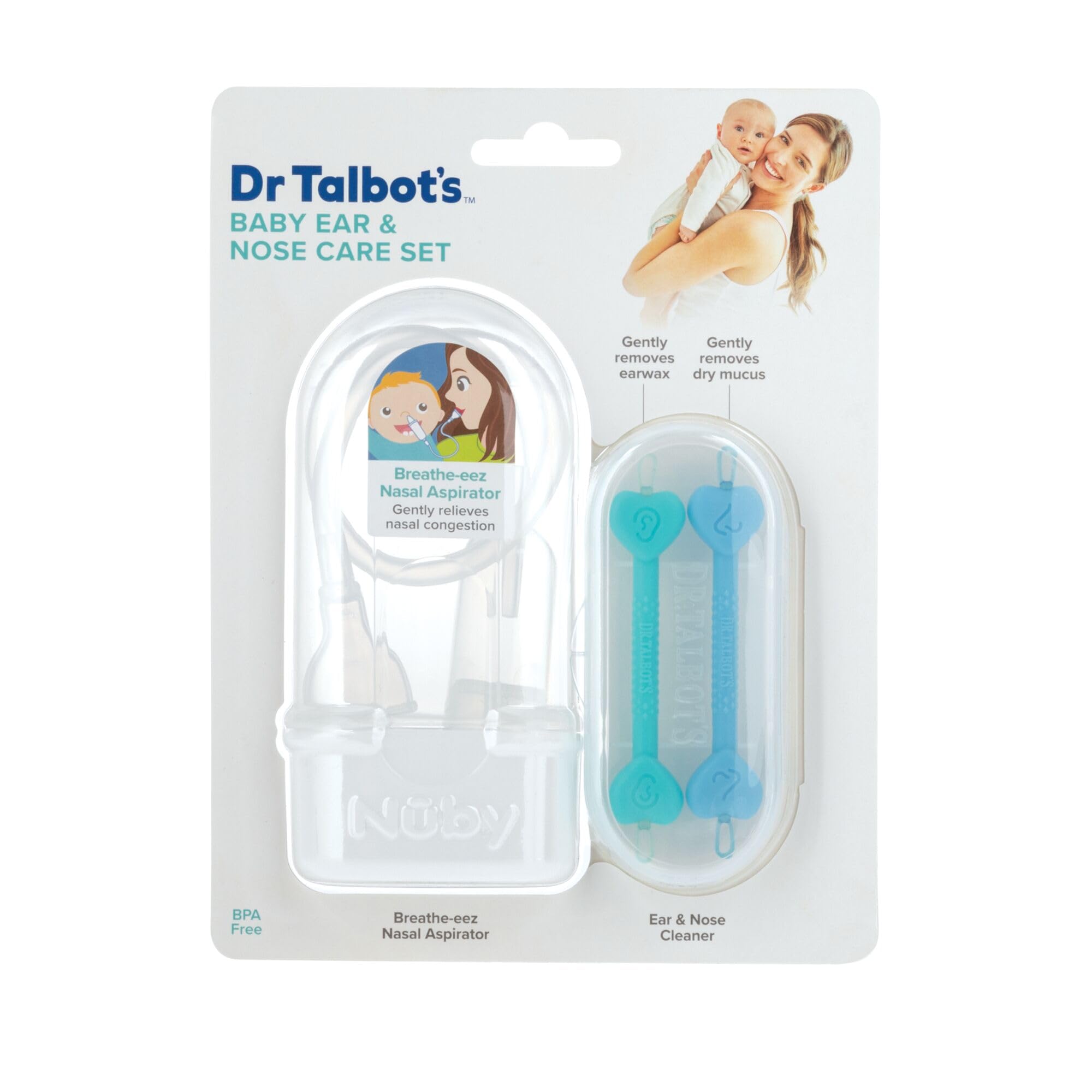 Dr. Talbot's Baby Nose and Ear Care Set - Breathe-EEZ Nasal Aspirator and Nose and Ear Cleaner Tools for Babies - Baby Registry Essentials