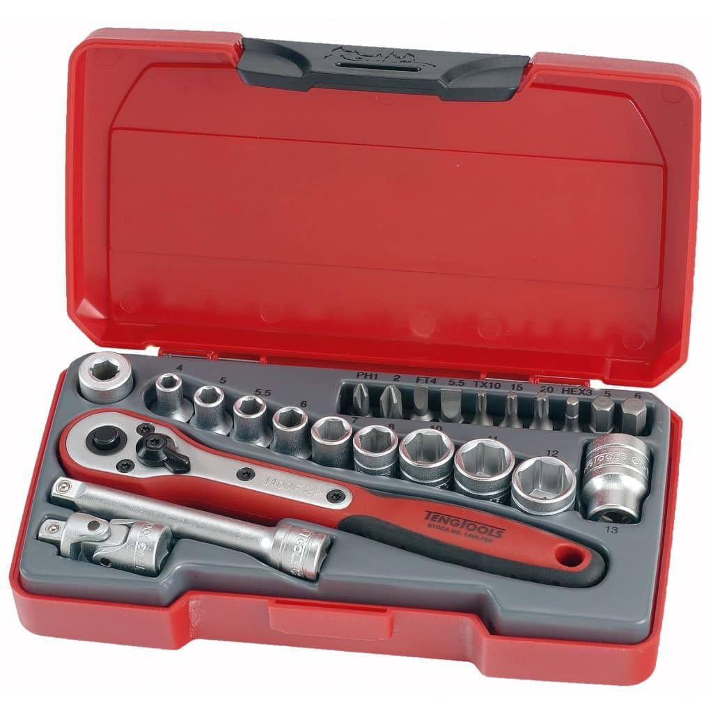 Teng T1424 1/4-inch Socket Set Metric Drive (24 Pieces)