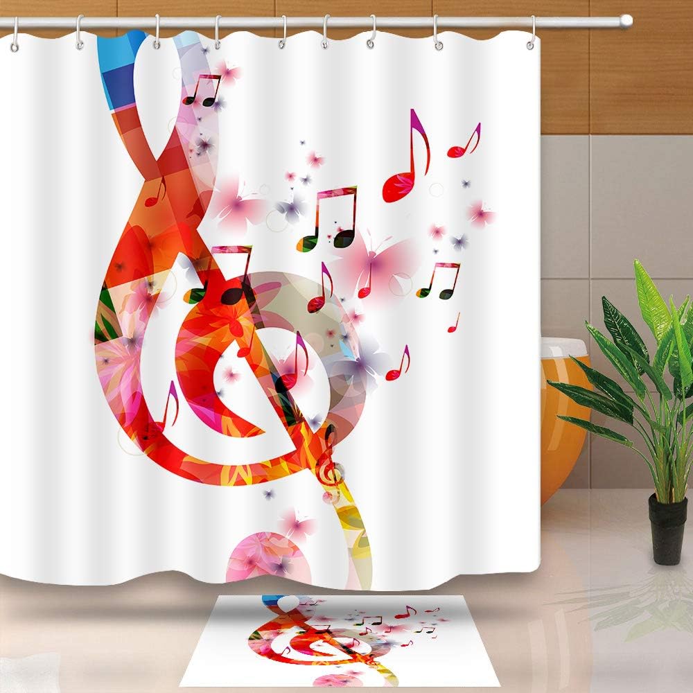 NEWTOO Music Shower Curtain, Creative Art Music Notes