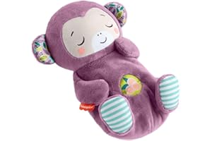 Fisher-Price Baby Toy Soothe ‘n Snuggle Purple Monkey Plush Portable Sound Machine with Breathing Motion & Lights for Newborns Ages 0+ Months