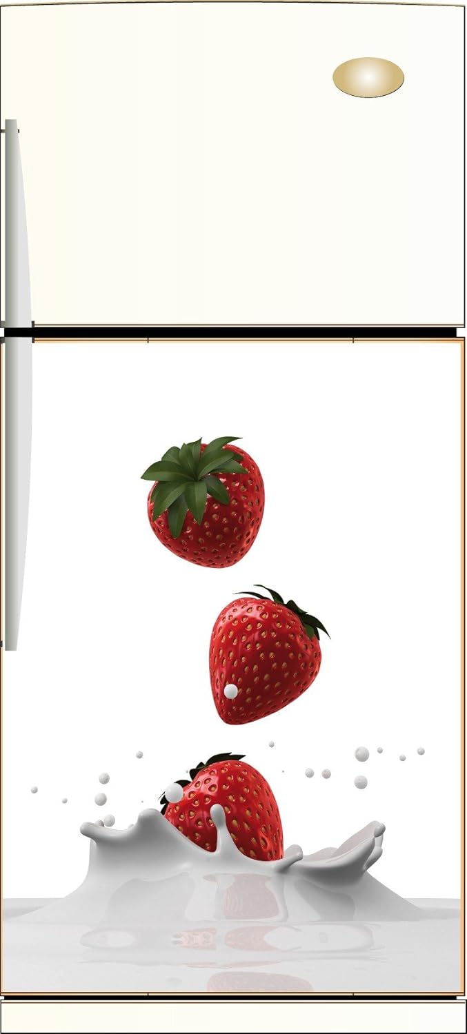 Pegatina para el frigorífico, diseño de fresa en leche o sticker ...