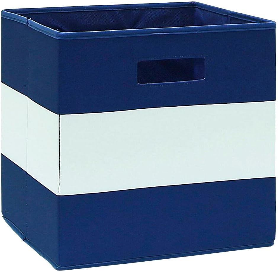 Pillowfort Fabric Cube Striped Storage Bin 13"x13" Navy