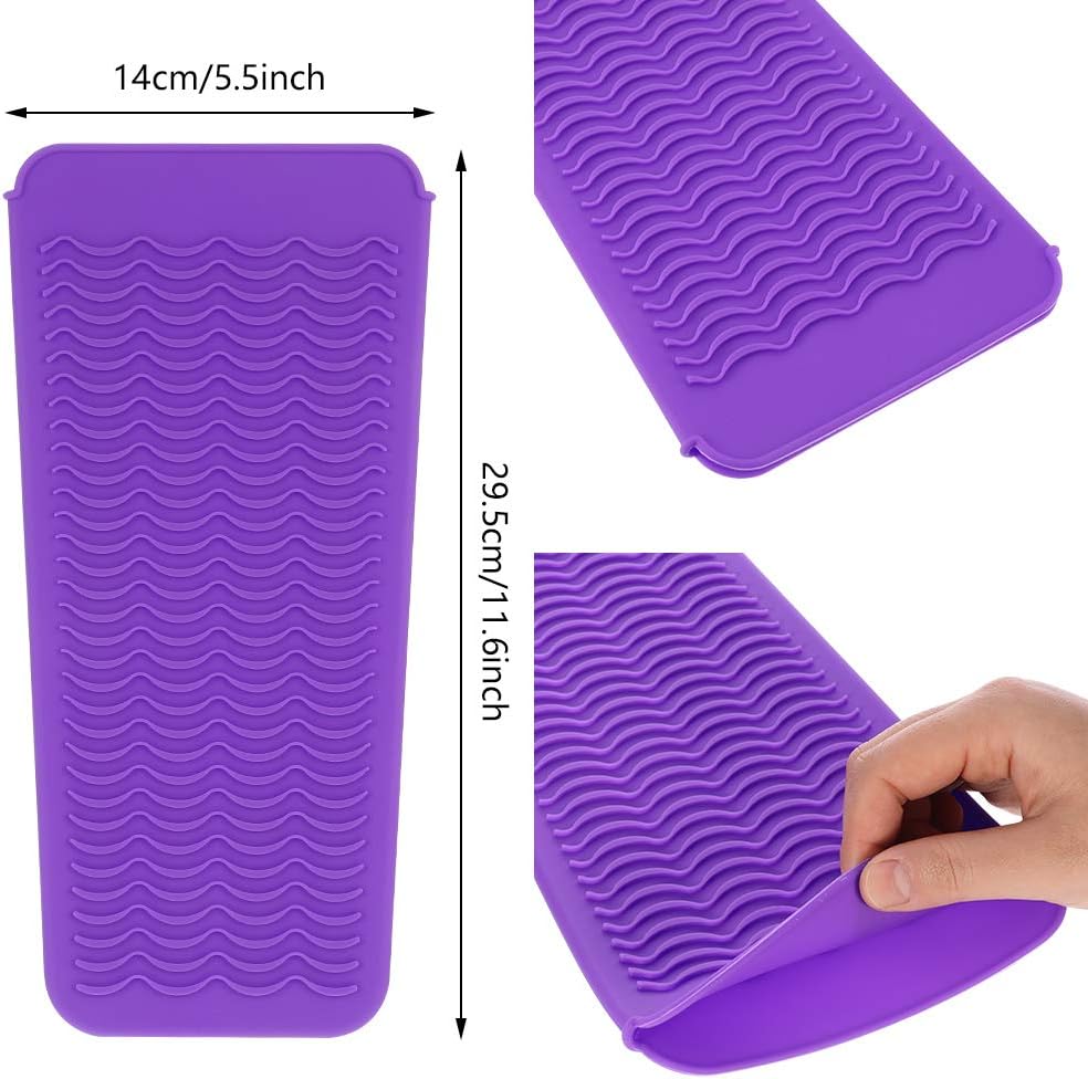 Mialang 2 Pack Heat Resistant Silicone Mat Pouch for Flat Iron Curling Iron Cover Hot Iron Travel Case Hair Styling Tools(Rose and Purple) - Image 3