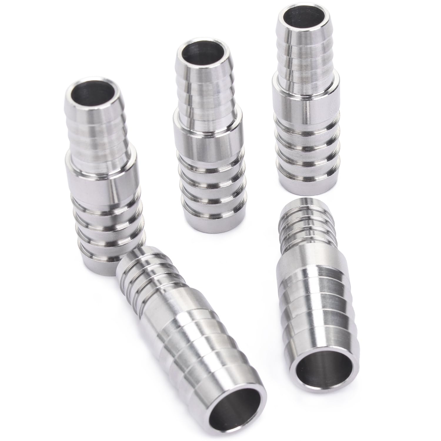 LTWFITTING Bar Production Stainless Steel 316 Barb Splicer Mender 5/8" Hose ID x 1/2" (13mm) Hose ID Fitting Air Water Fuel Boat (Pack of 5)