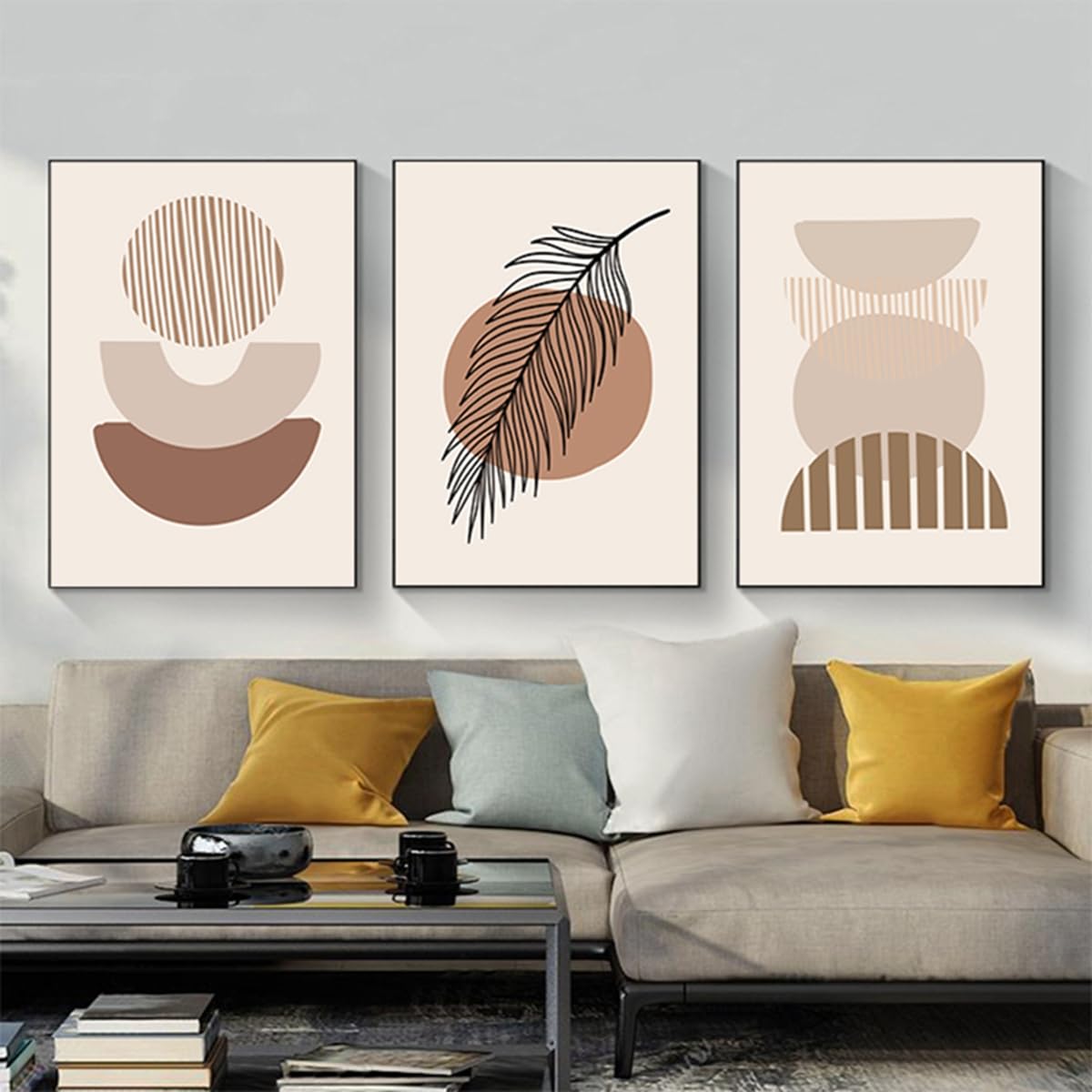 PYNVDD Set of 3 Abstract Botanical Leaf Print Posters, Modern Abstract Bohemian Wall Art, Without Frame (3 Pieces, 50x70 inches, Bedroom, Living Room)