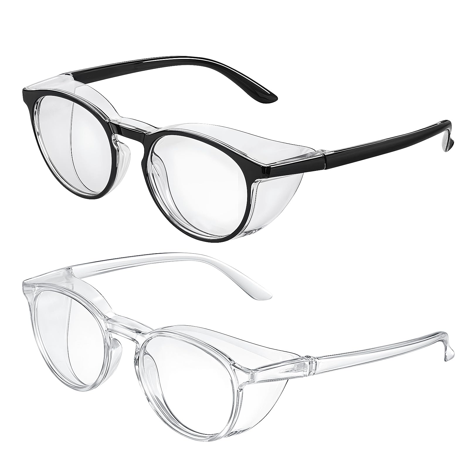 TIESOME 2 Pack Safety Glasses Anti Fog Goggles Protective Eyewear Glasses with Side Shields Blue Light Blocking Anti-Dust UV Protection Glasses For Women Men