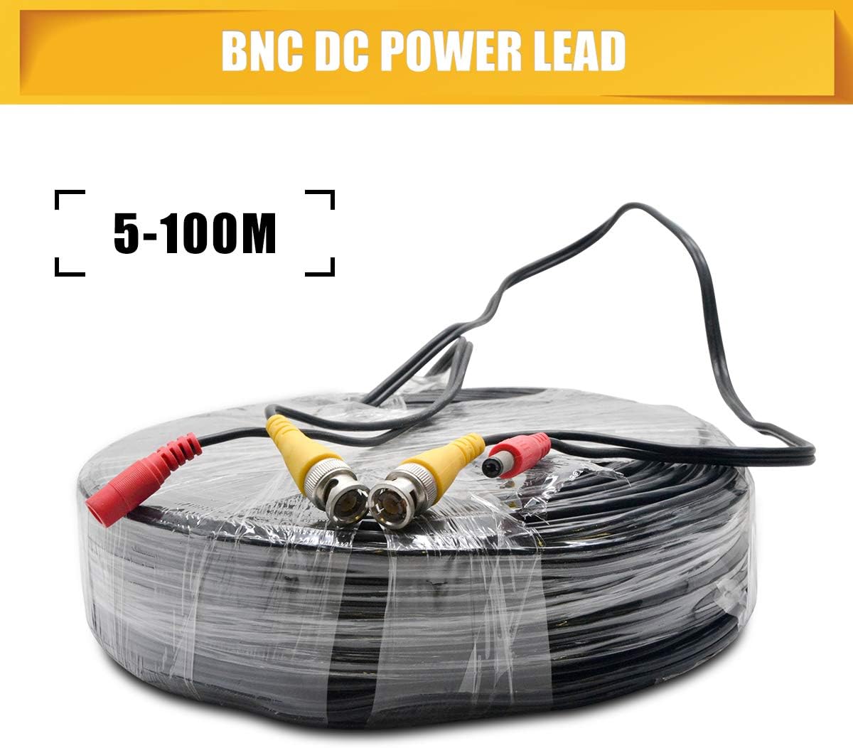 HugeAuto 100M Car All-in-One BNC Video Power Cables RCA DC Extension Cables for CCTV Camera DVR Security System - Image 3