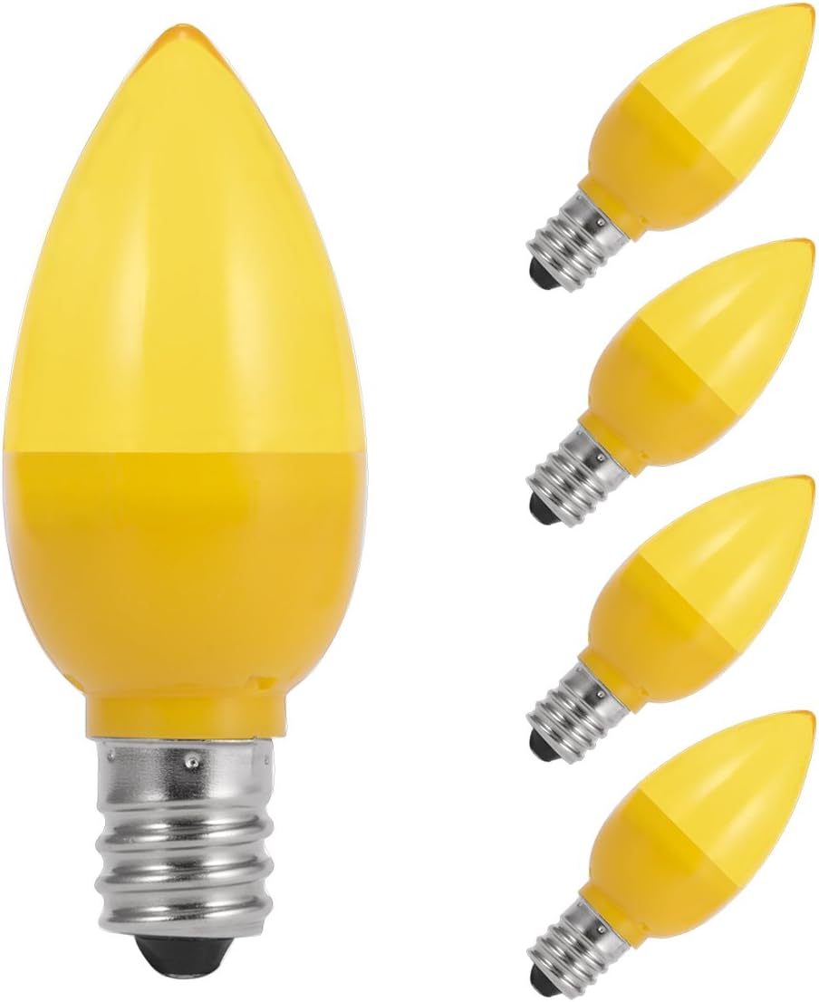 JandCase Yellow Light Bulb, C7 LED Bulbs, Christmas String Lights, 0.5W