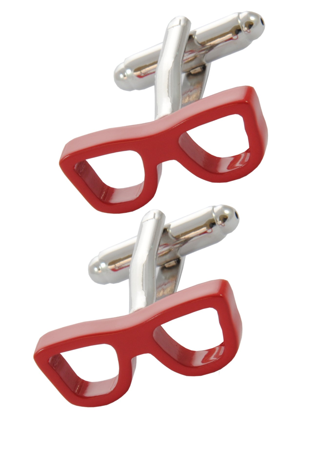 Cufflinks for Men + Presentation Box - Red - Glasses - Spectacles Optician Frame Vision - One Pair