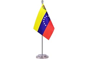 Krmkot Venezuela Venezuelan Desk Flag Table Flag, Small Mini Venezuela Venezuelan Desktop Flag,Miniature International World Country Flags,Festival Events Celebration,Office decoration