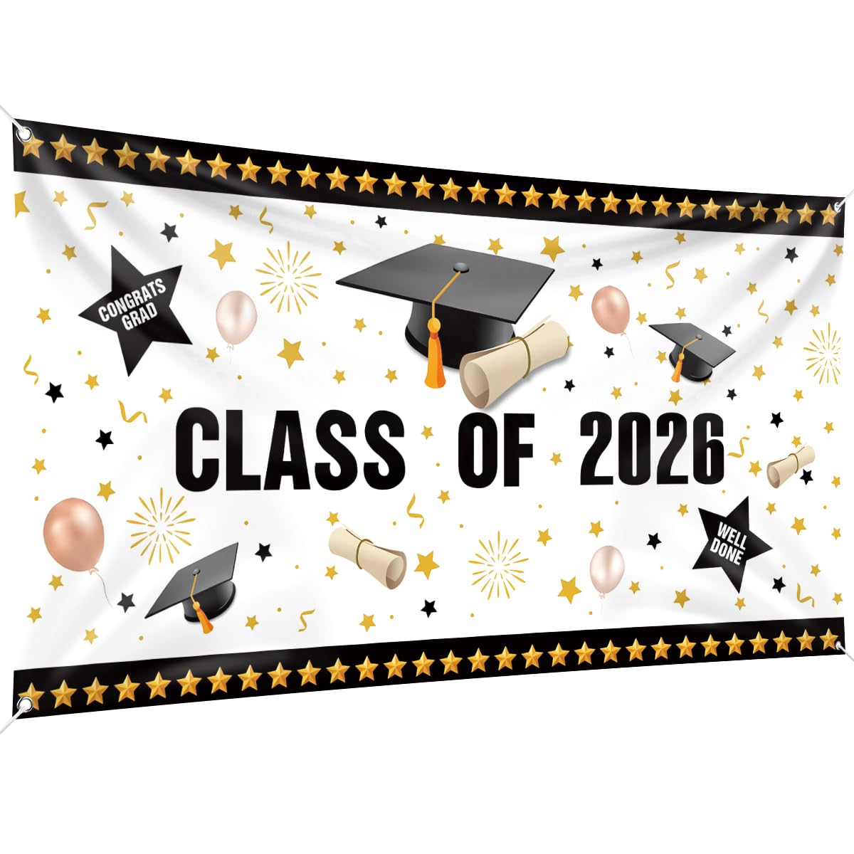 Graduation Decorations 2026 Banner for Class of 2026, 200 × 110 cm, Fabric Congrats Grad Banner Party Supplies Photo Prop/Booth Backdrop,2026 Decorations Indoor/Outdoor