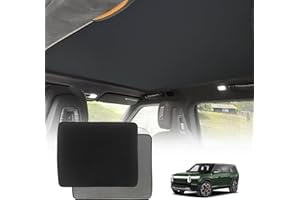 BestEvMod Foldable Roof Sunshade Compatible with 2022-2025 2026 Rivian R1S Accessories Upgraded Heat Reflective Tech Accessories Sunroof Reflective Sun Shade(Front Only Black)